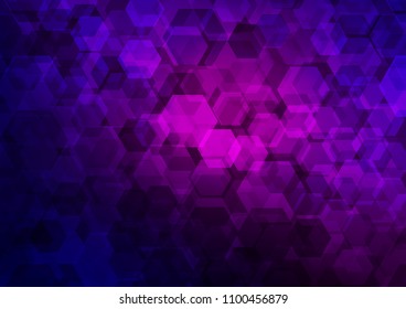 Dark Purple, Pink vector hexagon mosaic pattern. Creative illustration in halftone style with gradient. The template can be used as a background for cell phones.