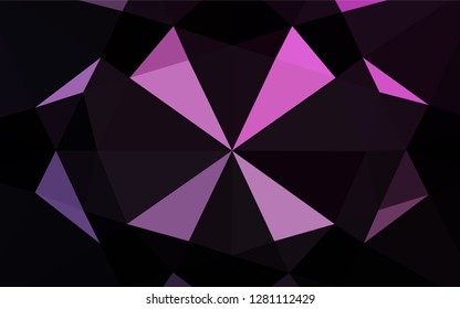 Dark Purple, Pink vector hexagon mosaic template. Shining illustration, which consist of triangles. Brand new style for your business design.