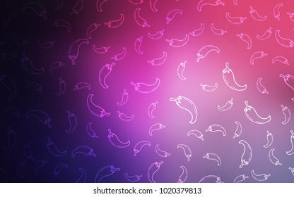 Dark Purple, Pink vector layout with pepers. Beautiful colored illustration with pepers in doodle style. Template for meal cooking in kitchen.