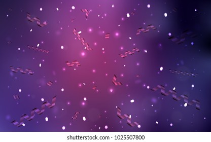 Dark Purple, Pink vector layout with festival confetti. Modern geometrical abstract illustration with carnival ribbons. Beautiful design for your business advert of anniversary.