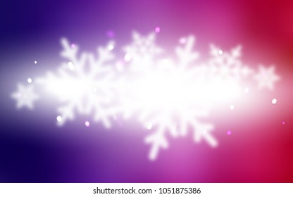 Dark Purple, Pink vector layout with bright snowflakes. Blurred decorative design in xmas style with snow. The pattern can be used for new year leaflets.