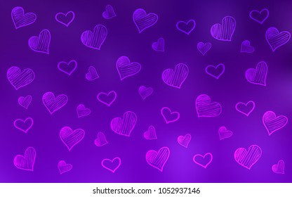 Dark Purple, Pink vector layout with sweet hearts. Illustration with hearts in love concept for valentine's day. Pattern can be used for valentine's ad, booklets.