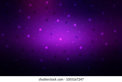 Dark Purple, Pink vector layout with bright stars. Shining colored illustration with stars. Best design for your ad, poster, banner.