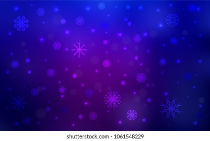 Dark Purple, Pink vector layout with bright snowflakes. Blurred decorative design in xmas style with snow. New year design for your business advert.
