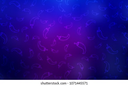 Dark Purple, Pink vector layout with peppers. Glitter abstract sketch with hot peppers. Doodle design for your business advert of cafes.