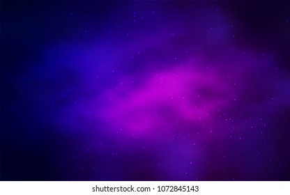 Dark Purple, Pink vector layout with cosmic stars. Space stars on blurred abstract background with gradient. Pattern for astronomy websites.