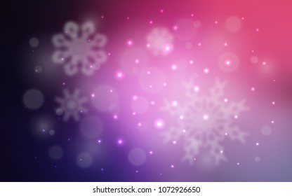 Dark Purple, Pink vector layout with bright snowflakes. Modern geometrical abstract illustration with crystals of ice. The template can be used as a new year background.
