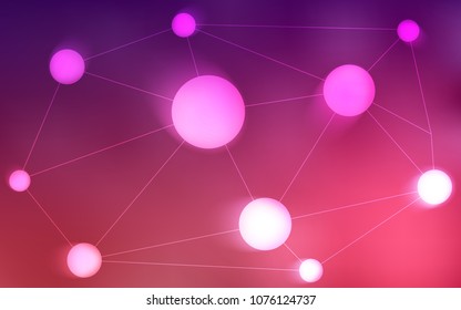 Dark Purple, Pink vector layout with circles, lines. Design with connection of dots and lines on colorful background. Pattern can be used for ads, leaflets.