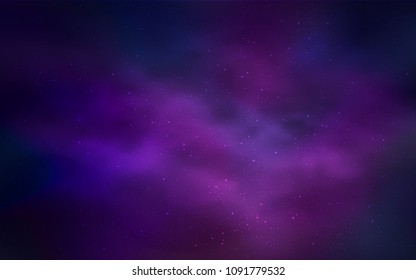 Dark Purple, Pink vector layout with cosmic stars. Blurred decorative design in simple style with galaxy stars. Template for cosmic backgrounds.