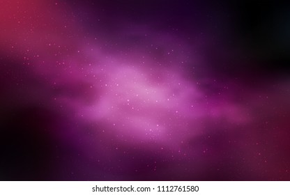 Dark Purple, Pink vector layout with cosmic stars. Space stars on blurred abstract background with gradient. Best design for your ad, poster, banner.