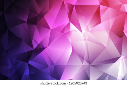 Dark Purple, Pink vector layout with lines, triangles. Triangles on abstract background with colorful gradient. Best design for your ad, poster, banner.
