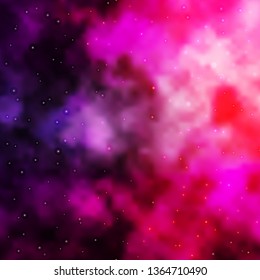 Dark Purple, Pink vector layout with bright stars. Decorative illustration with stars on abstract template. Best design for your ad, poster, banner.