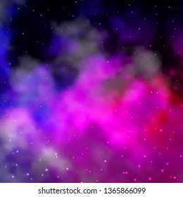 Dark Purple, Pink vector layout with bright stars. Colorful illustration in abstract style with gradient stars. Pattern for new year ad, booklets.