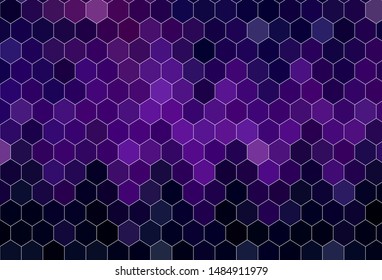 Dark Purple, Pink vector layout with hexagonal shapes. Colorful hexagons on blur backdrop. Pattern for your ad, booklets.