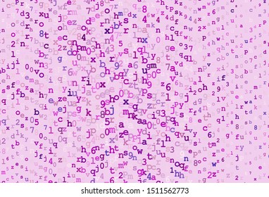 Dark Purple, Pink vector layout with latin alphabet. Modern geometrical illustration with ABC english symbols. Smart design for promotion of university.
