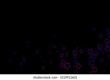 Dark Purple, Pink vector layout with bright stars. Stars on blurred abstract background with gradient. Smart design for your business advert.