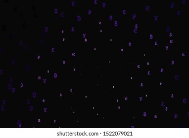Dark Purple, Pink vector layout with banking symbols. Shining colored illustration with currency signs. Design for ad, poster, banner of money making.