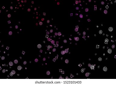 Dark Purple, Pink vector layout with restaurant food. Abstract background with colorful Fast Food illustrations. Pattern for ads of breakfast, lunch, dinner.