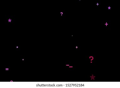 Dark Purple, Pink vector layout with algebra elements. Illustration with Numeral symbols on abstract template. Smart design for university advert.