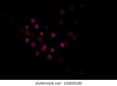 Dark Purple, Pink vector layout with bright snowflakes. Shining colored illustration with snow in christmas style. The template can be used as a new year background.