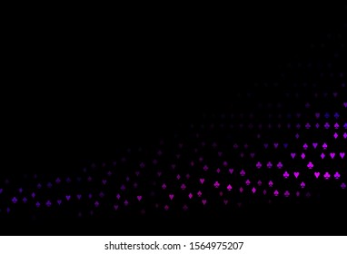Dark Purple, Pink vector layout with elements of cards. Illustration with set of hearts, spades, clubs, diamonds. Pattern for booklets, leaflets of gambling houses.