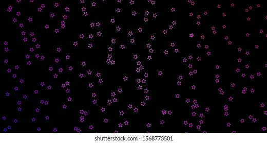 Dark Purple, Pink vector layout with bright stars. Modern geometric abstract illustration with stars. Best design for your ad, poster, banner.
