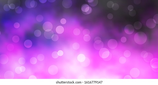 Dark Purple, Pink vector layout with circle shapes. Glitter abstract illustration with colorful drops. Pattern for business ads.