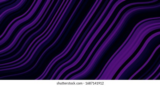 Diseño vectorial oscuro morado, rosado con curvas. Ilustración abstracta con arcos degradados. Mejor diseño para tu anuncio, afiche, banner.