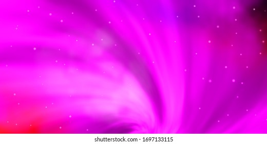Dunkelviolett, rosafarbene Vektorillustration mit hellen Sternen. Unscharfes dekoratives Design im einfachen Stil mit Sternen. Thema für Handys.