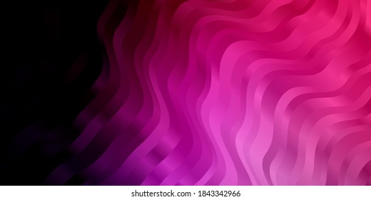 Dunkelviolett, rosafarbene Vektorgrafik mit Kurven. Helle Illustration mit Farbverlauf-Kreisbögen. Muster für Webseiten, Landing-Seiten.