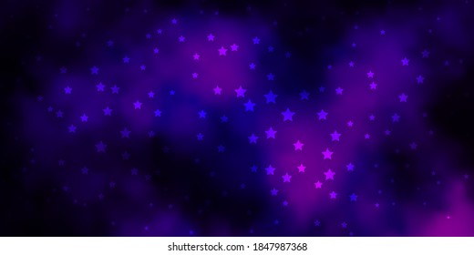 Púrpura oscuro, diseño vector rosado con estrellas brillantes. Ilustración colorida en estilo abstracto con estrellas degradadas. Diseño para su promoción comercial.