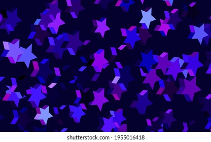 Dark Purple, Pink vector layout with bright stars. Stars on blurred abstract background with gradient. Pattern for futuristic ad, booklets.