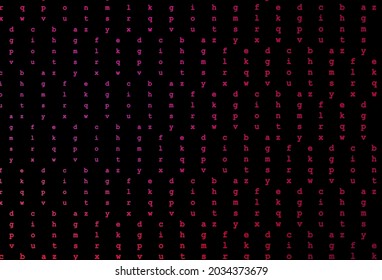Diseño vector púrpura oscuro, rosa con alfabeto latino. Ilustración geométrica moderna con símbolos ABC en inglés. El patrón se puede usar como anuncios, afiches, pancartas para libros.