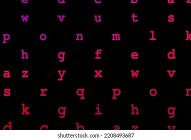 Dark purple, pink vector layout with latin alphabet. Blurred design in simple style with signs of alphabet. The pattern can be used for school, grammar websites.