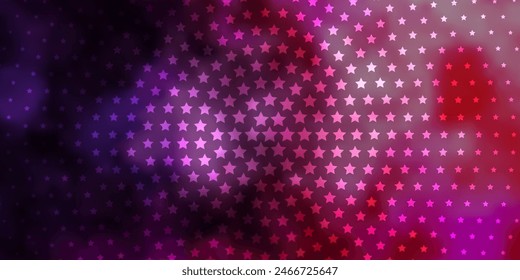 Dark Purple, Pink vector layout with bright stars. Shining colorful illustration with small and big stars. Pattern for new year ad, booklets.