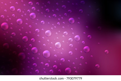 Dark Purple, Pink vector layout with circle shapes. Glitter abstract illustration with blurred drops of rain. Pattern can be used as texture of water, rain drops.