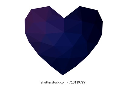 Dark Purple, Pink vector love background with heart. Paper note. Valentine's greeting polygonal card. Triangular illustration for your business. Stock template for your design.