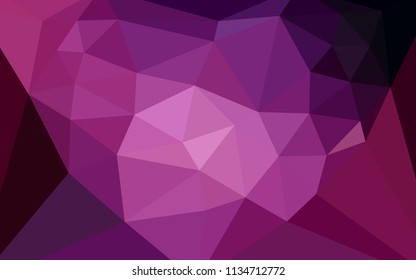 Dark Purple, Pink vector low poly layout with a heart in a centre. Elegant polygonal illustration with gradient. Pattern for a brand book's backdrop.