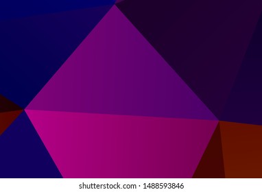 Dark Purple, Pink vector low poly texture. Triangular geometric sample with gradient.  New template for your brand book.