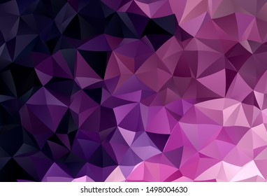 Dark Purple, Pink vector low poly texture. Creative geometric illustration in Origami style with gradient. Polygonal design for your web site.