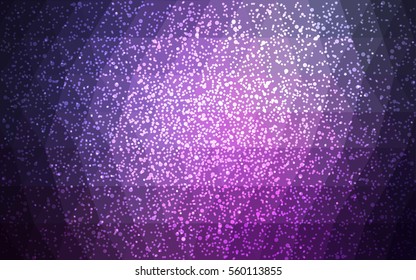 Dark Purple Pink vector low poly crystal background with snowflakes. Polygon christmas design pattern . Low poly illustration of New Year celebration.