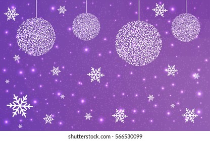 Dark purple, pink vector low poly crystal background with snowflakes. Polygon christmas design pattern . Low poly illustration of New Year celebration.