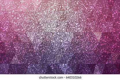 Dark Purple, Pink vector low poly crystal background with snowflakes. Polygon christmas design pattern . Low poly illustration of New Year celebration.