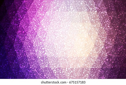Dark Purple, Pink vector low poly crystal background with snowflakes. Polygon christmas design pattern . Low poly illustration of New Year celebration.