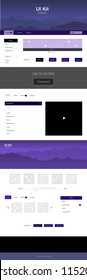 Dark Purple, Pink vector Material Design Kit with hills. Colorful Style guide with mountains on abstract background. Modern template for your landing page.