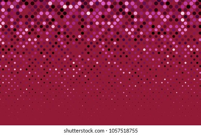 Dark Purple, Pink vector modern geometrical circle abstract background. Dotted texture template. Geometric pattern in halftone style with gradient. 