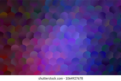 Dark Purple, Pink vector modern geometrical circle abstract background. Dotted texture template. Geometric pattern in halftone style with gradient. 