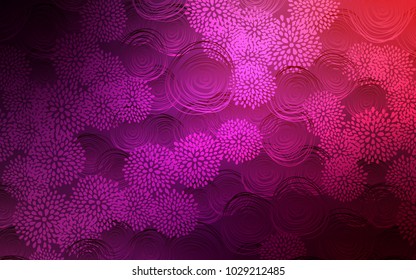 Dark Purple, Pink vector natural elegant pattern. A completely new color illustration in doodle style with flowers. The pattern can be used for coloring books and pages for kids.