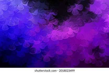 Dark Purple, Pink vector natural backdrop with trees, branches. Sketchy doodle flowers on white background. New template for your design.