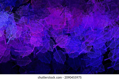 Dark Purple, Pink vector natural pattern with leaves. Colorful illustration in doodle style with leaves, flowers. Pattern for heads of websites, designs.